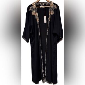 Bali Queen Kimono Handmade Embroidered Sequined Black Cover Up One Size Boho